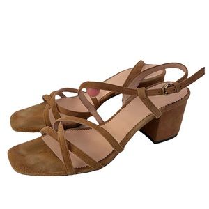SOLD DO NOT BUYJ. Crew Tan Brown Suede Strappy Odette Sandals Block Heels Size 8